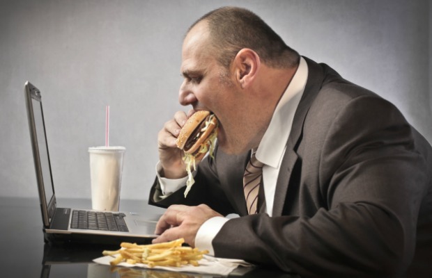 Obese eating burger 620+400